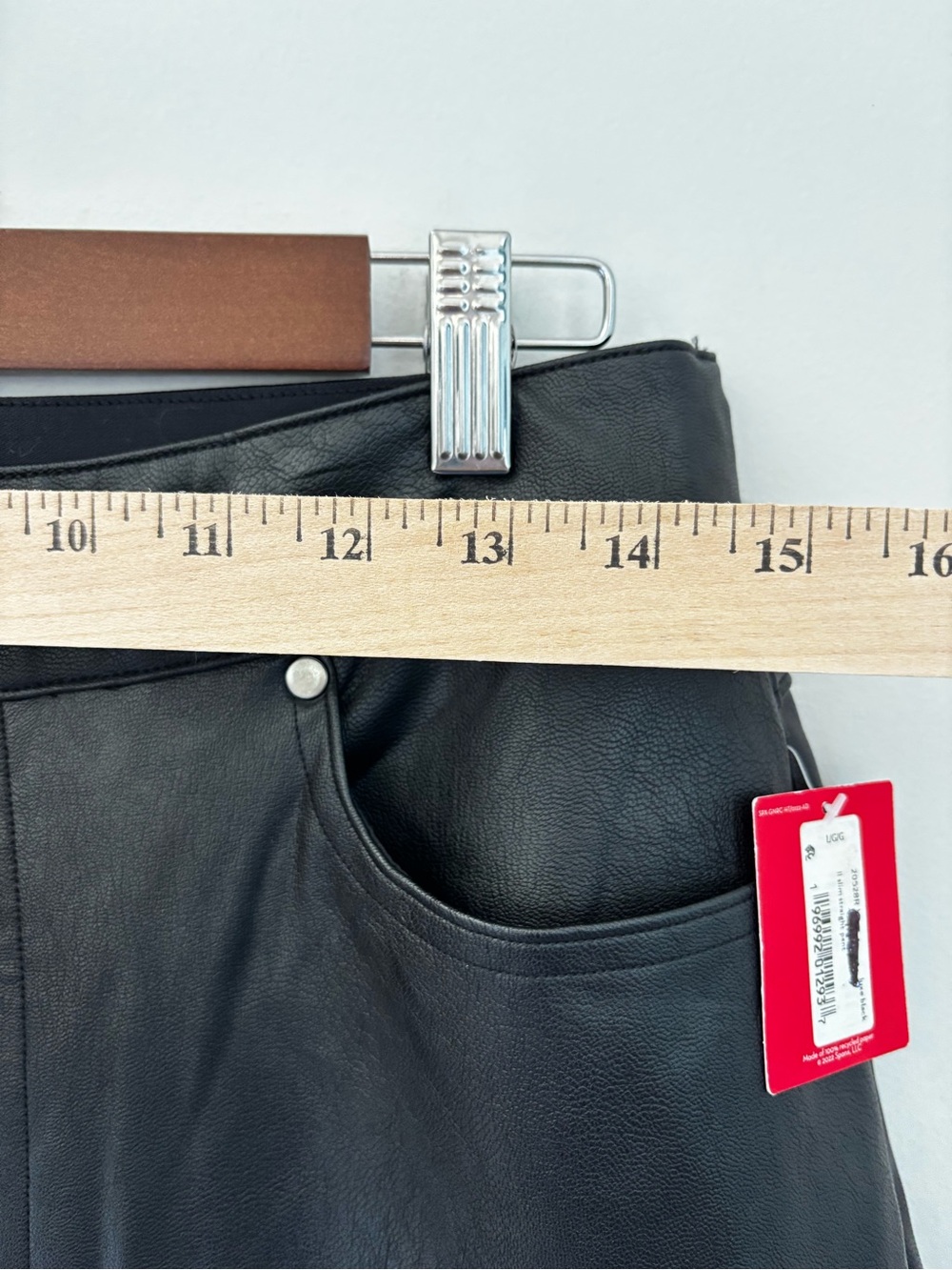 NWT SPANX Leather-Like Slim Straight Pants Luxe Black Size Large Stretch - Picture 16 of 16